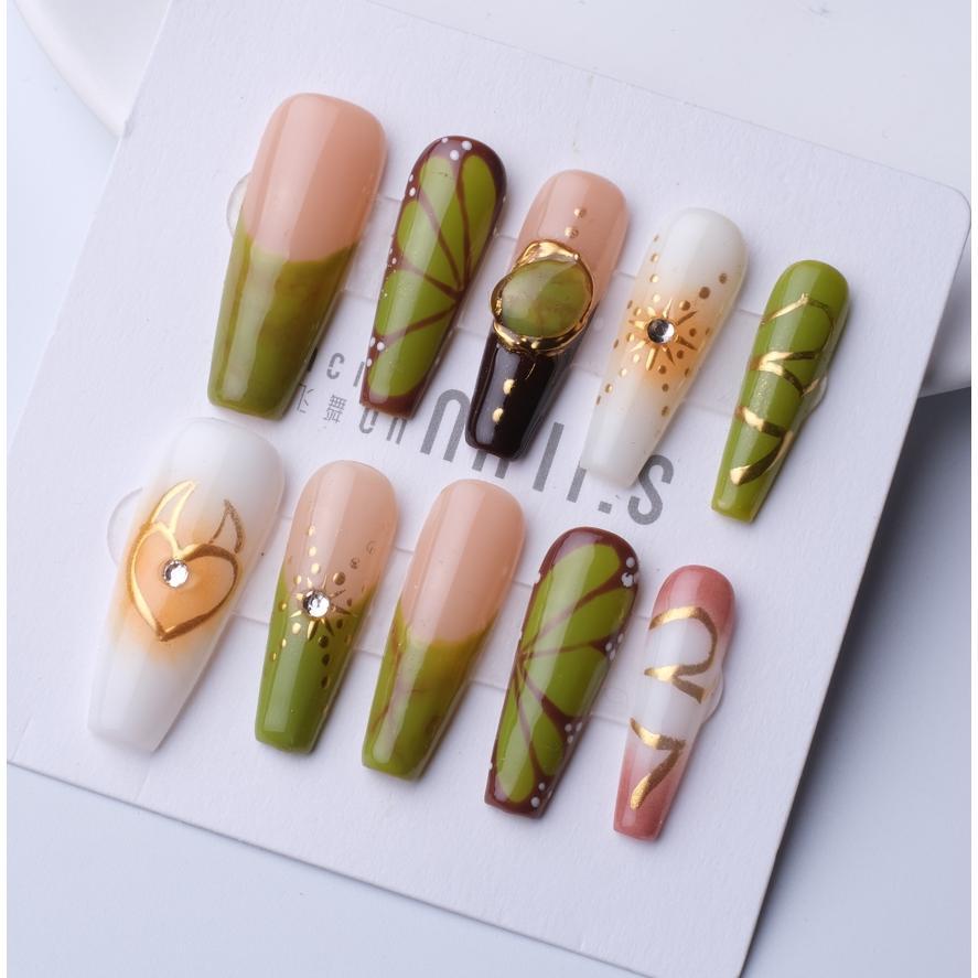 1073 Handmade Nail Wear Nail Art Reusable Press on Nails False Nails