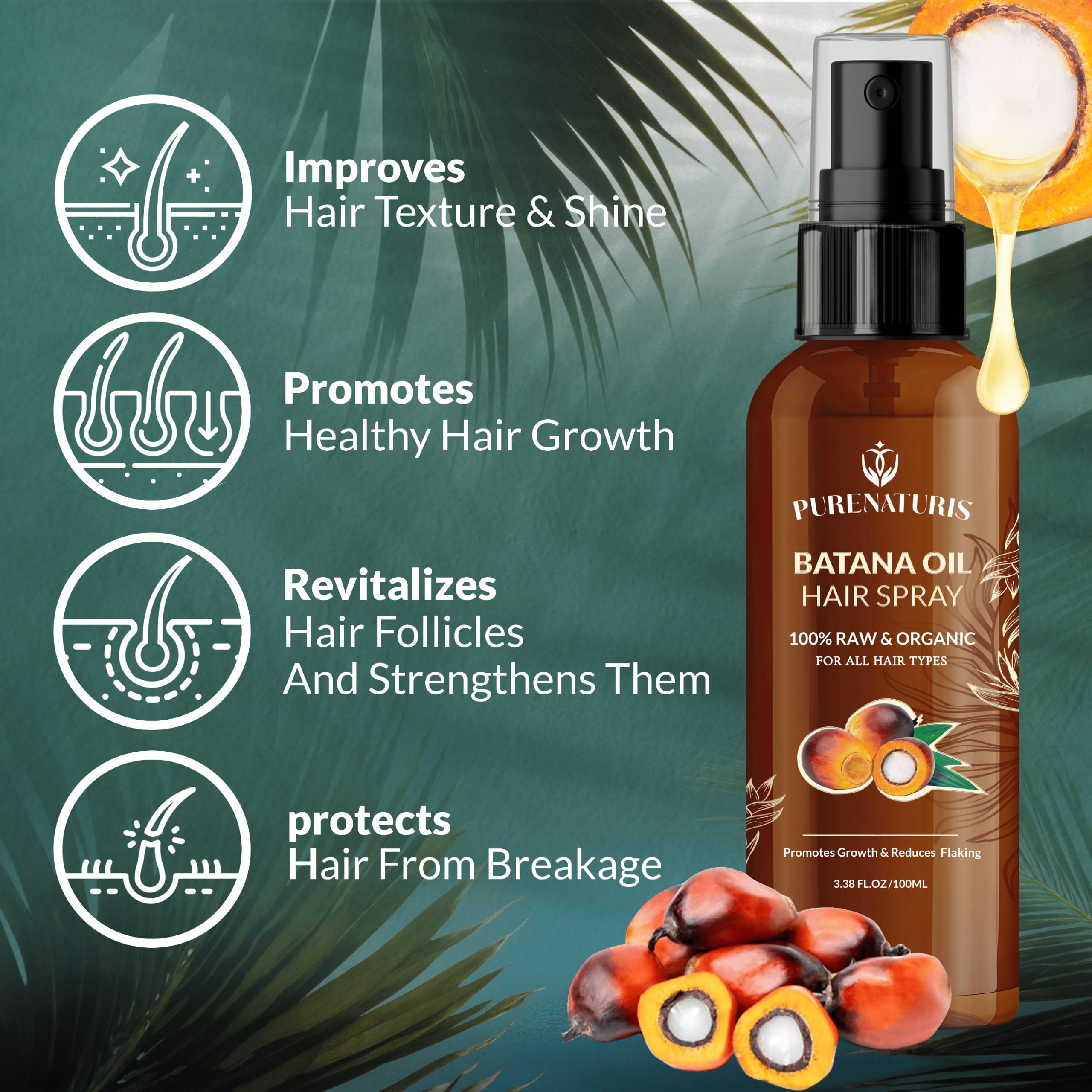 100% Natural Raw Organic Batana Oil Sulfate-Free Complete Hair Growth , Anti-Hair Loss & Repair System Kit – Shampoo, Conditioner, Hair Mask, & Leave-In Spray | Thickness & Prevents Loss for Men Women