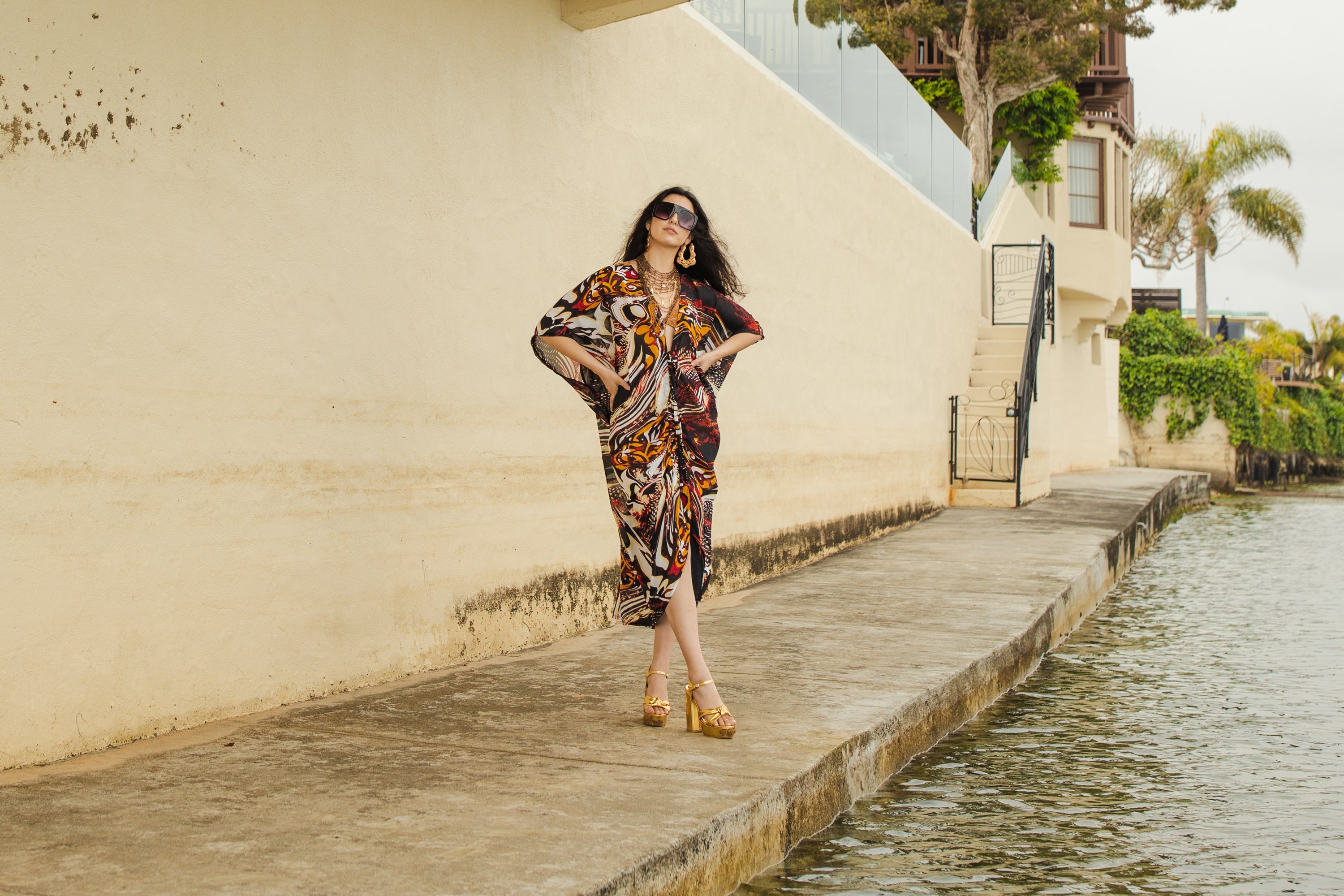 Actius Caftan Kaftan Dress in Rouge