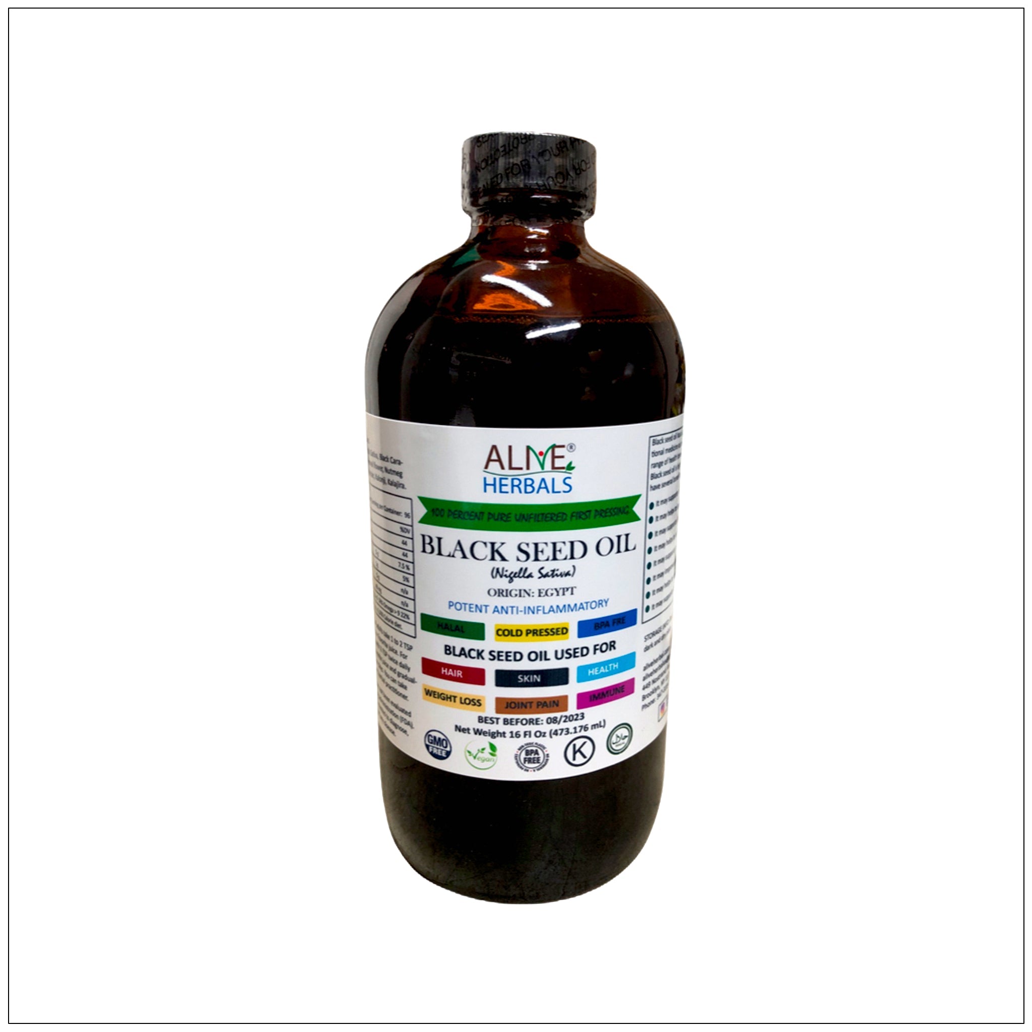 Kalonji Oil - 16 Oz (Glass Bottle)