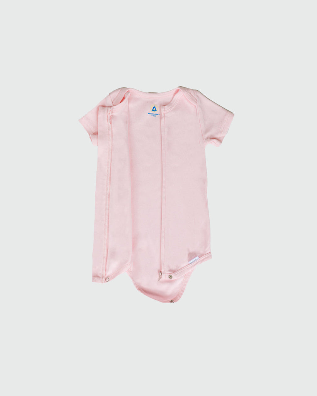 Short Sleeve Zipper Bodysuit in Blush, 3-6M