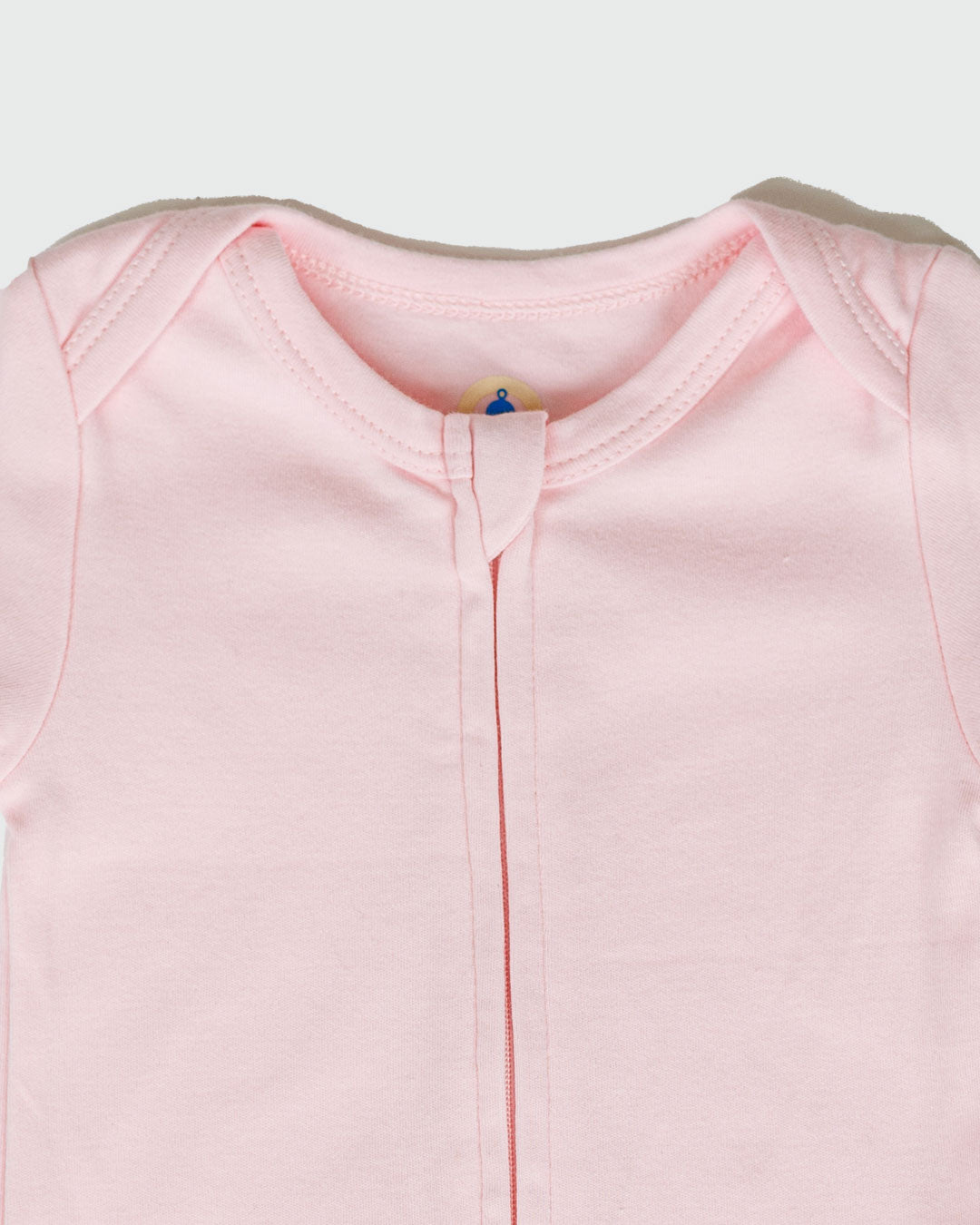 Short Sleeve Zipper Bodysuit in Blush, 3-6M