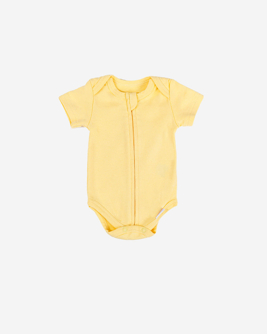Short Sleeve Zipper Bodysuit in Lemon, 3-6M
