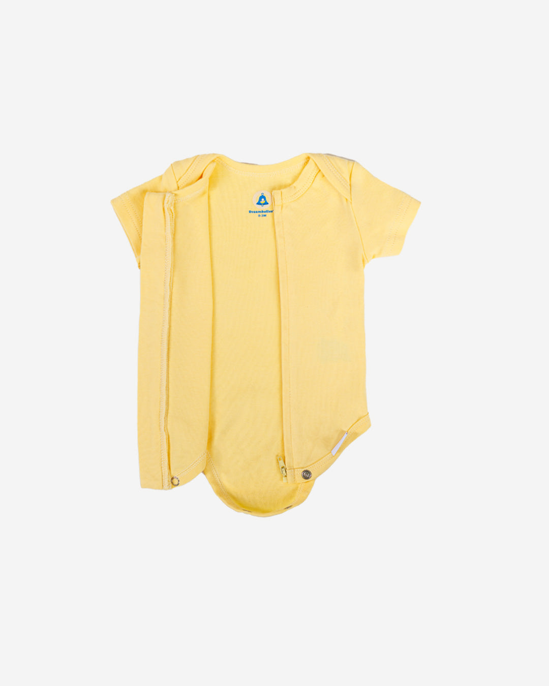 Short Sleeve Zipper Bodysuit in Lemon, 3-6M