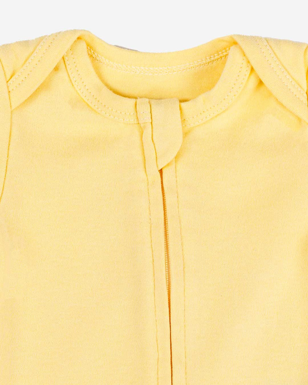 Short Sleeve Zipper Bodysuit in Lemon, 3-6M