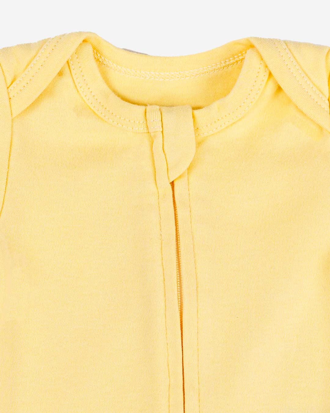 Short Sleeve Zipper Bodysuit in Lemon, 3-6M