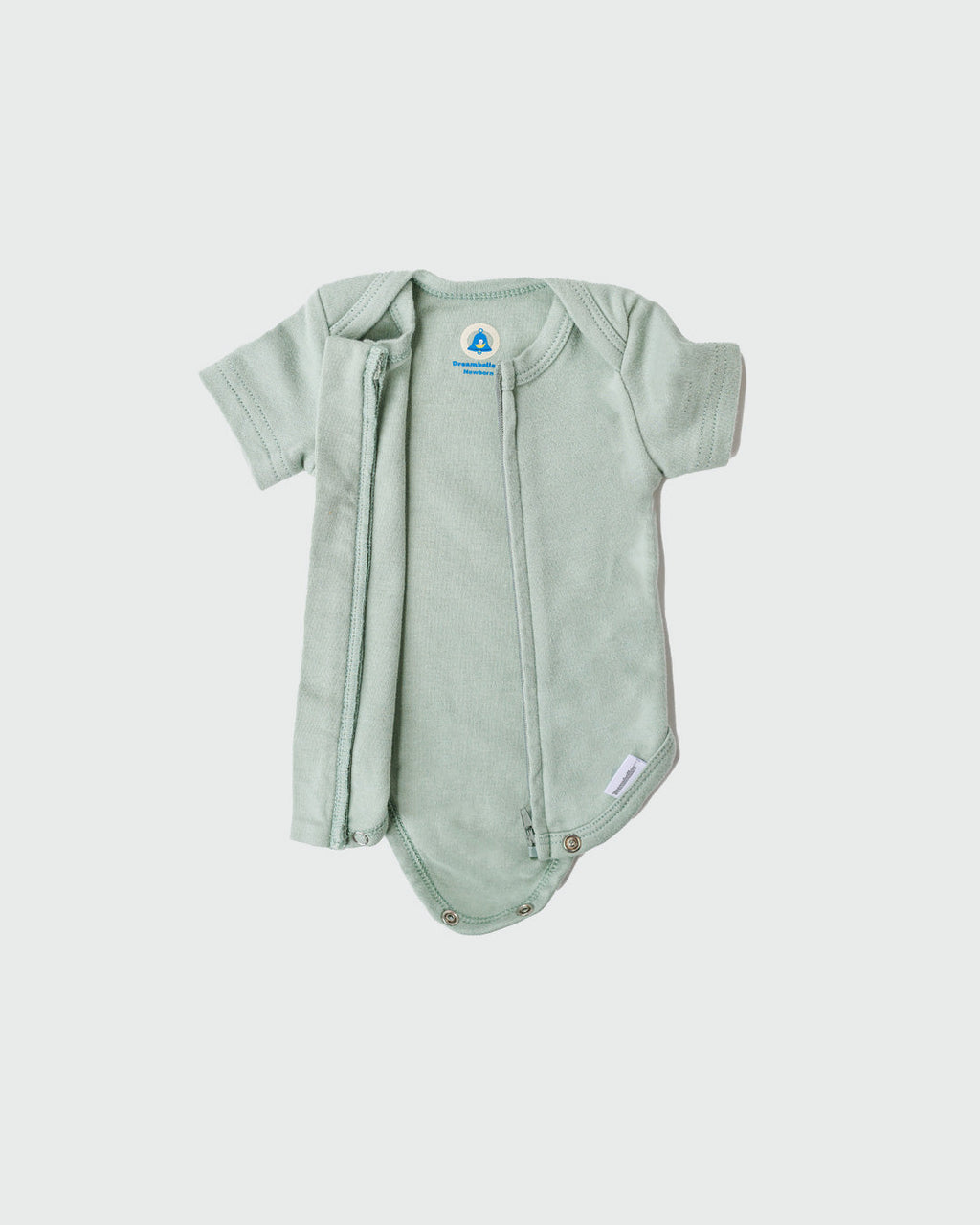 Short Sleeve Zipper Bodysuit in Sage, 6-9M