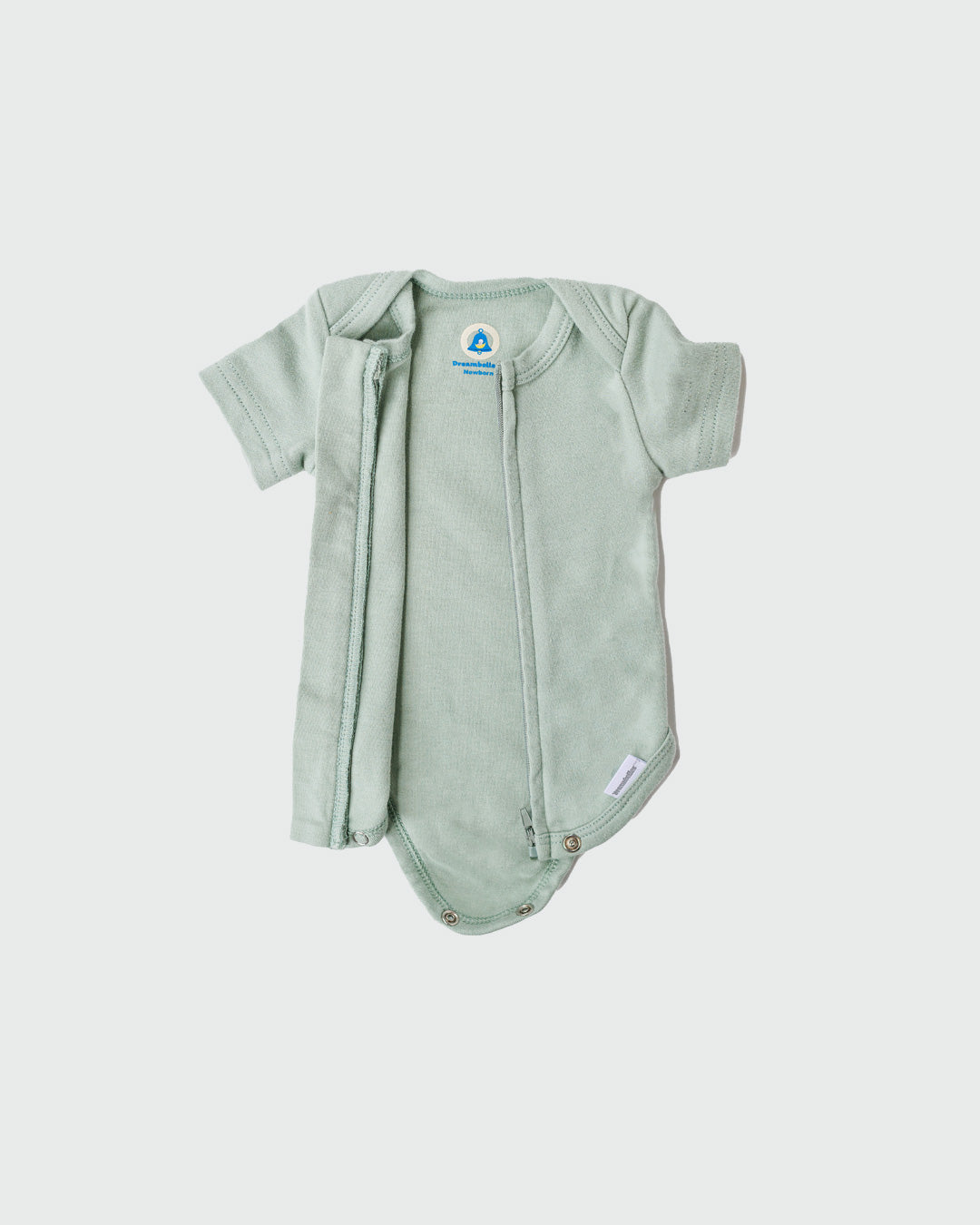 Short Sleeve Zipper Bodysuit in Sage, 6-9M
