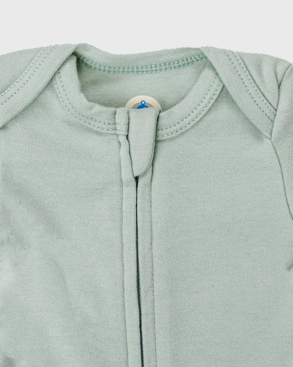 Short Sleeve Zipper Bodysuit in Sage, 6-9M