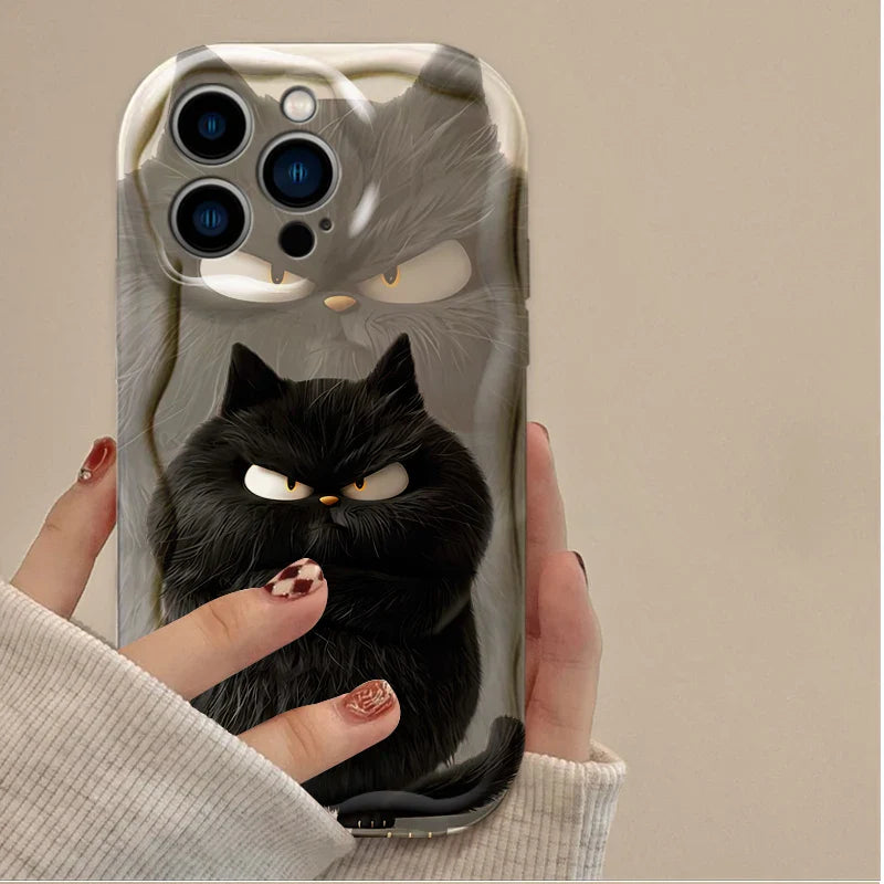 Orange Black White Cat Lovely Expression Phone Case For iPhone