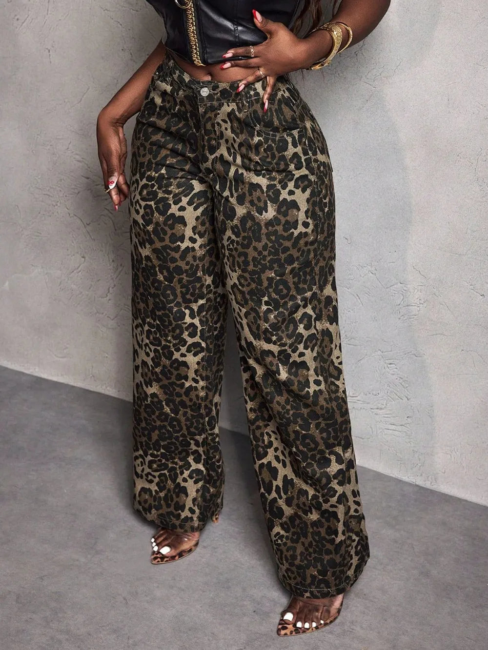 Leopard Wide Leg Jeans