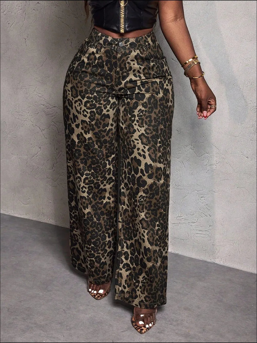 Leopard Wide Leg Jeans